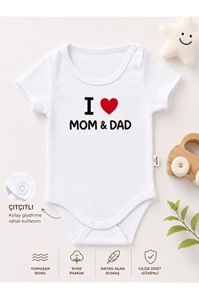 KARAMİLA Unisex Bebek Zıbın %100 Pamuk Yumuşak Dokulu Body / MOM & DAD