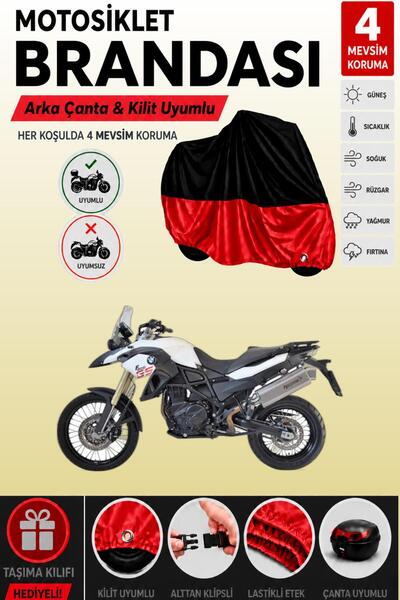 Cemku Double غطاء علوي أسود - سفلي أحمر، غطاء خلفي متوافق مع دراجة BMW F 850 ...
