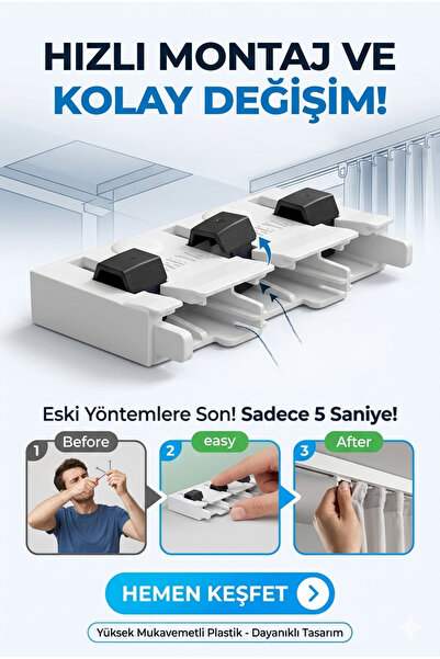 Primeaks Korniş Bitiş Aparatı Çıkabilir Tapalı Perde Takma Boşluklu - 2 Adet