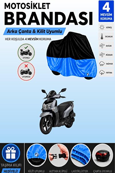 Cemku Double Black Top - Blue Bottom, Rear Bag Compatible Sym Hd2 200I Motorc...