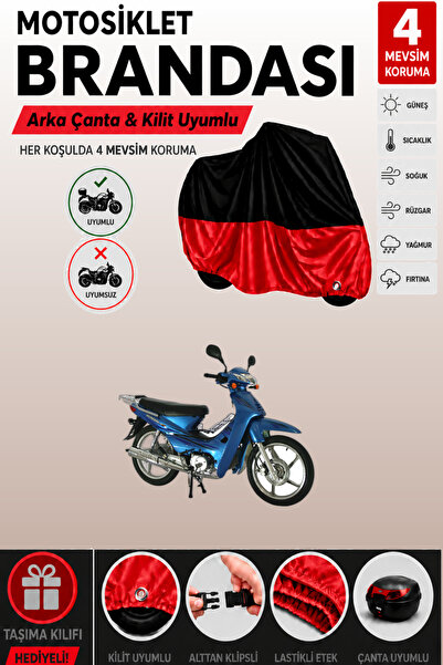 Cemku Double Black Top - Red Bottom, Rear Bag Compatible Kuba Kh100 Motorcycl...