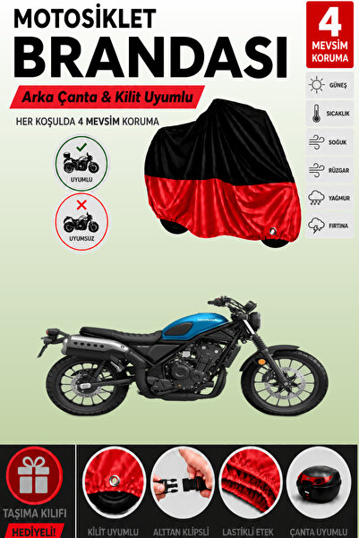 Cemku Double Black Top - Red Bottom, Rear Bag Compatible Honda Cl 250 Motorcy...