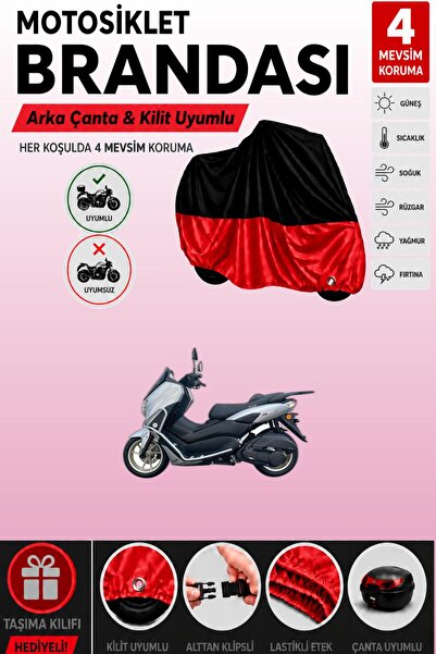 Cemku Double Black Top - Red Bottom, Rear Bag Compatible Falcon Cmax 155 Moto...