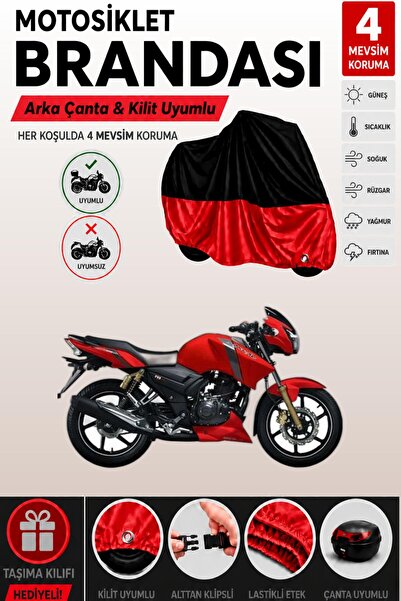 Cemku Double Black Top - Red Bottom, Rear Bag Compatible Tvs Apache Rtr 150 M...