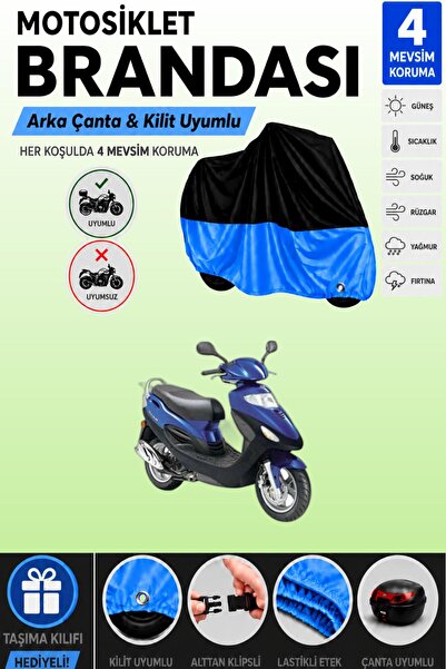 Cemku Double Black Top - Blue Bottom, Rear Bag Compatible Kymco Movie XL 150 ...