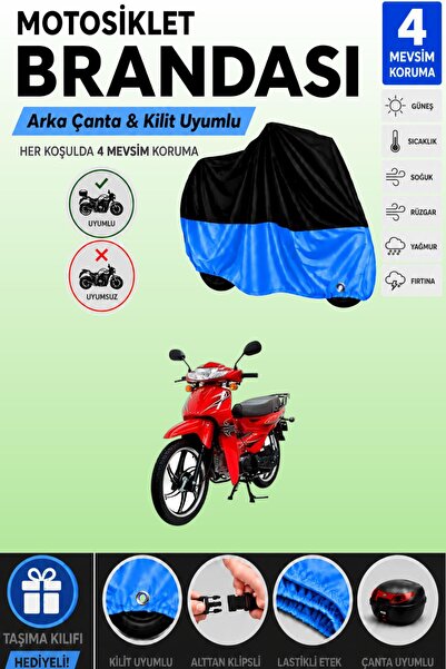 Cemku Double Black Top - Blue Bottom, Rear Bag Compatible Mondial 50 Sfc Moto...