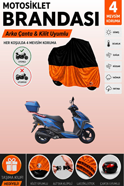Cemku Double Black Top - Orange Bottom, Rear Bag Compatible Yuki Crypto 125 M...