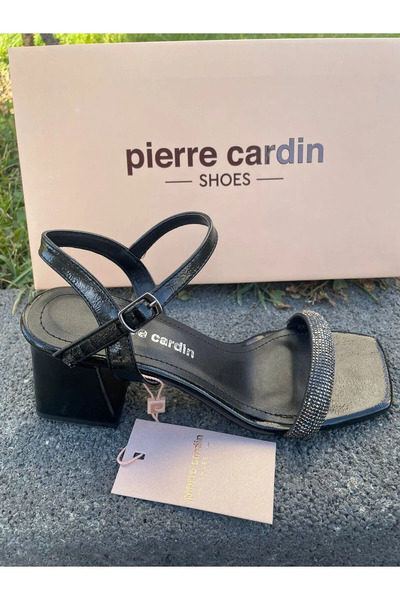 Pierre Cardin Stone-Embellished Single-Strap Thick-Soled Low-Heeled Comfortab...