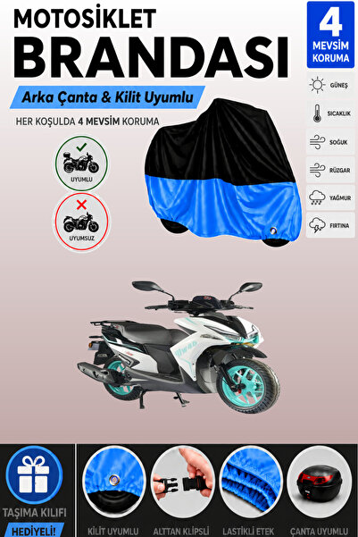 Cemku Double Black Top - Blue Bottom, Rear Bag Compatible Motolux Mw46 Motorc...