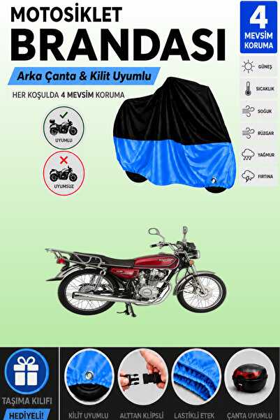 Cemku Double Black Top - Blue Bottom, Rear Bag Compatible Mondial 150 Masti M...