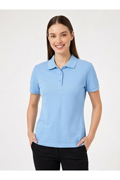 PandaForma Bebe Mavi Unisex Polo Yaka Kısa Kol T-shirt Basic,İş,Okul Kıyafeti