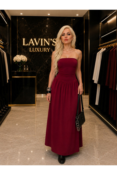 Butik ✨ Bordo Esila Likralı Şifon Elbise