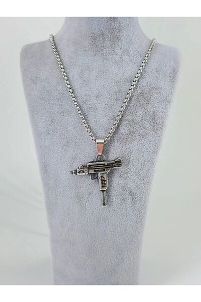 Mestore Three-Dimensional Gun Figure Steel Men's Necklace