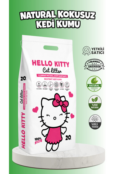 Hello Kitty Natural Kokusuz Topaklaşan Bentonit Kedi Kumu 20 LT