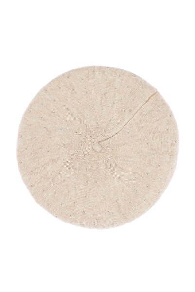 ButicCochet Women's beret, Buticcochet, one size, wool, dotted pattern, Beige...