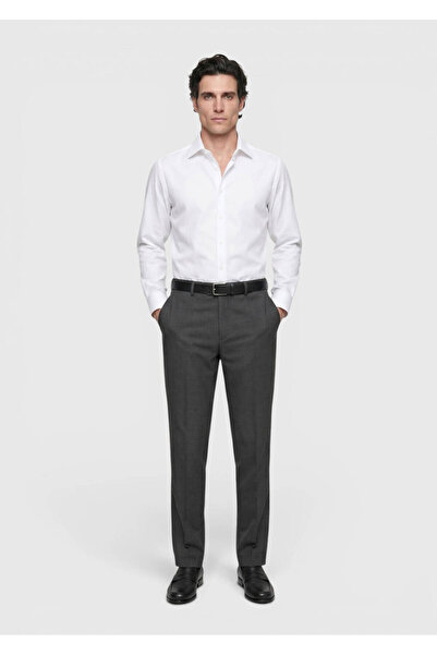 Ramsey Mink Plain Woven Regular Fit Classic 100% Wool Trousers