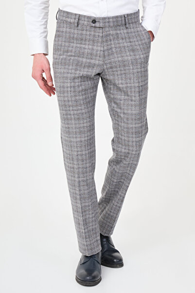 Mcr Plaid Slim Fit Classic Men's Trousers Black - 38374.26Y