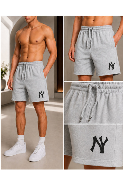 De Carte Ny New York Printed Seasonal Relaxed Lycra Black Men's Shorts