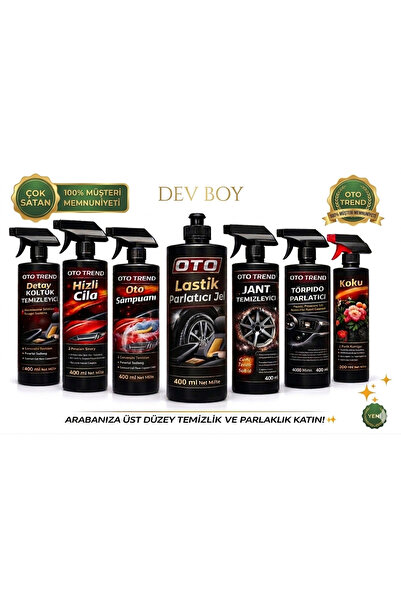 OtoTrend Oto Trend Dev Boy Araç Bakım Seti 7’li – Hızlı Cila, Oto Şampuanı, L...