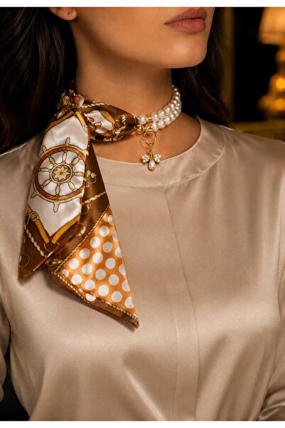 Ivory Pearl inci kolye,fular,çanta fuları,çanta charm,çok amaçlı aksesuar,cho...