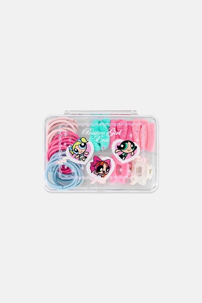 The Powerpuff Girls Kids Girl 46 Pcs Hair Elastic And Claw Clip Set, Multicolor