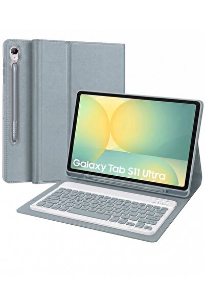 Başkenttekno Samsung Galaxy Tab S11 Ultra Uyumlu Tablet Klavyeli Kılıf Kablos...