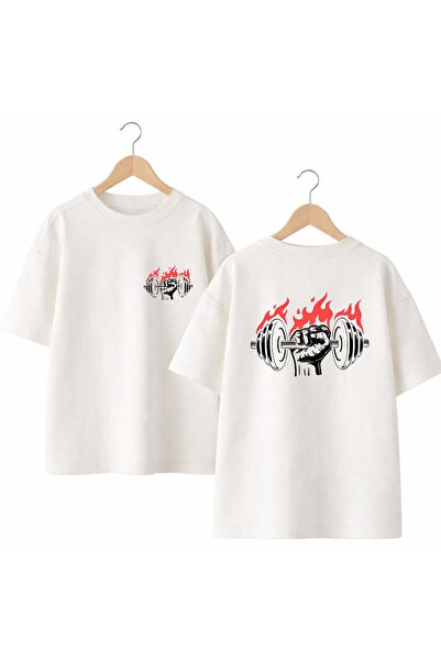 playwear Alev Gym Back and Front Chest Printed 100% Cotton Oversize Loose Reg...