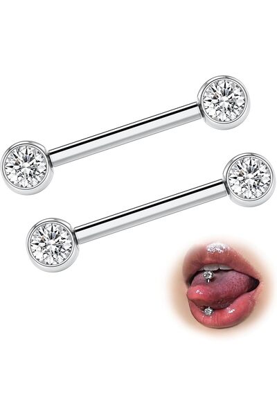 Other G23 Titanium Tongue Bars Piercing Jewellery 14G Straight Barbell for Wo...