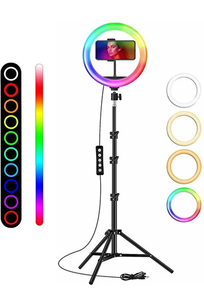 Lacoz 12 Inch RGB LED Soft Ring Light with Mobile Holder & Adjustable Brightn...