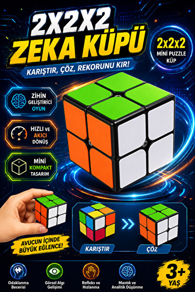 Tamsena Store 2x2x2 Zeka Küpü Hızlı Dönüşlü Mini Puzzle Küp Oyuncağı Blister ...
