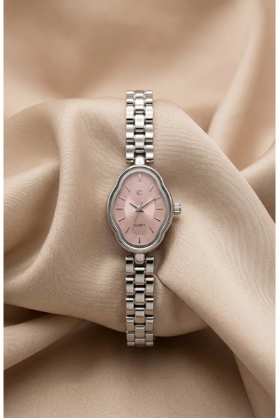 KLISHE Butik Eloria Women's Steel Watch Silver Color & Pink Dial Vintage Flow...
