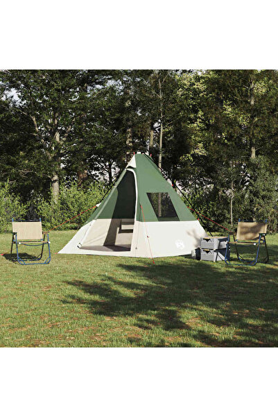 vidaxl Cort Tipi cu acoperis Verde 383 x 338 x 217 cm tafta