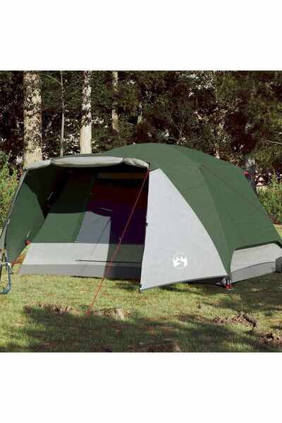 vidaxl Cort de familie cu veranda 6 persoane, verde, impermeabil
