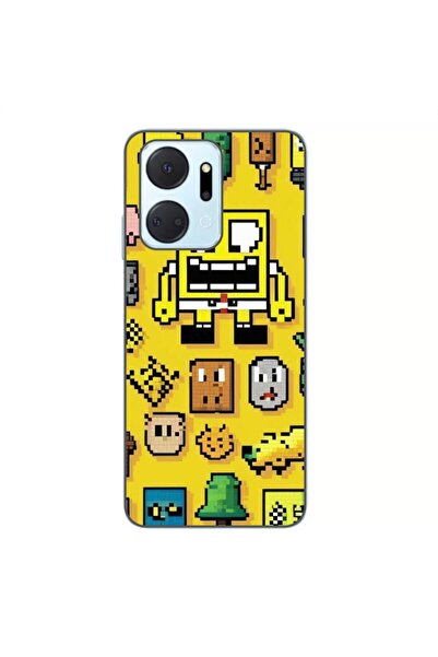 OEM Case compatible with Honor X7a Silicone Gel Tpu Pattern Pixel Art Spongebob