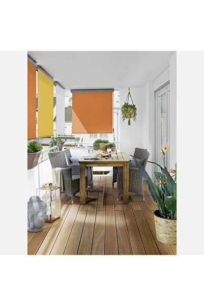KÜSKÜ Balkon Dikey Stor Tente 140x250 cm Turuncu Güneşlik Rüzgar ve Mahremiye...