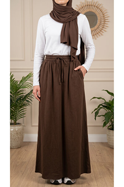 3B Stil Elastic Waist Double Pocket Tencel Skirt