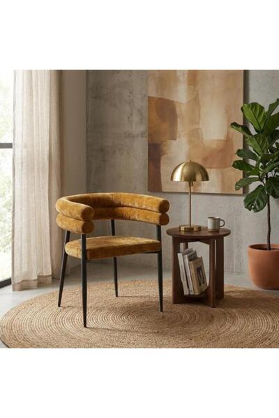 BAYTI Single Boucle Fabric Chair - Dark Yellow