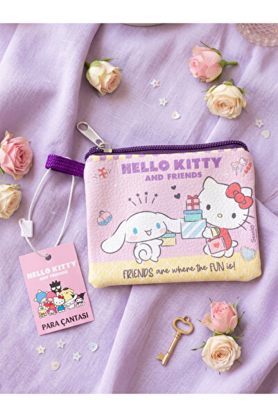 GiFi Kuromi & Hello Kitty Lisanslı Deri Para Çantası Cüzdan 10,5x8,5 cm