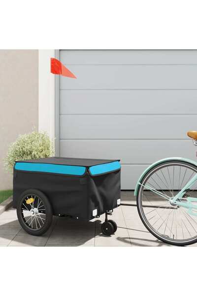 vidaxl Remorcă pentru biciclete, negru și albastru, 45 kg, fier