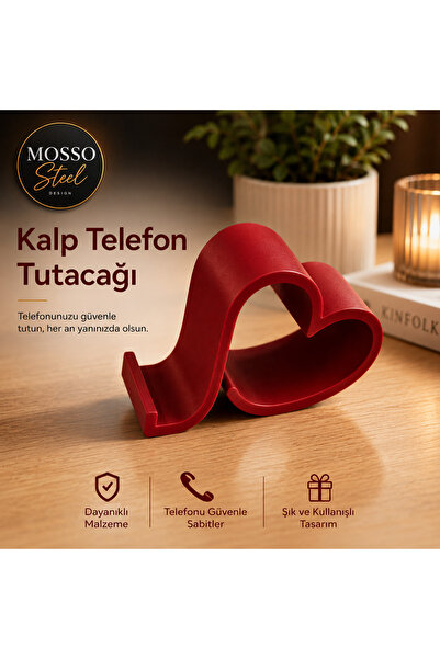 Mosso Steel Heart-Shaped Phone Stand - Product with Color Options