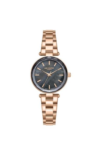 Lee Cooper ساعة نسائية 3H بمينا مطلية باللون الرمادي - LC08365.460