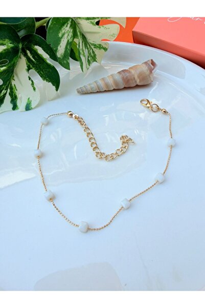QUMLA KARE TAŞ DETAYLI ÇELİK HALHAL ( 24+6 CM )