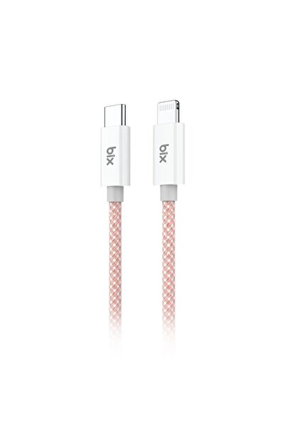 Bix T3CL Type-C to Lightning iPhone 27W Örgülü Hızlı Şarj ve Data Kablosu 1 M...