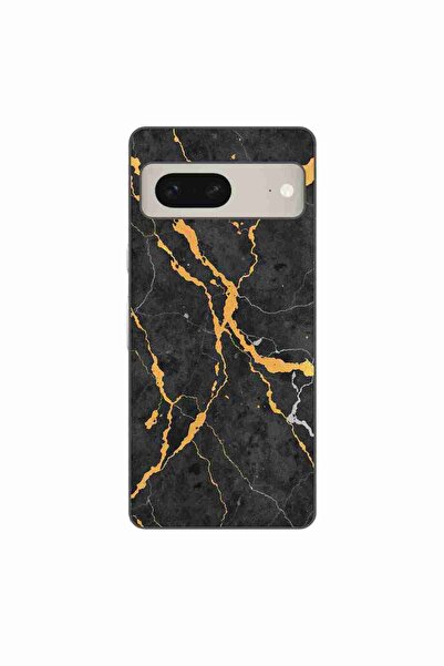 OEM Husa compatibila cu Google Pixel 8 Silicon Gel Tpu Model Noir Gold Marble