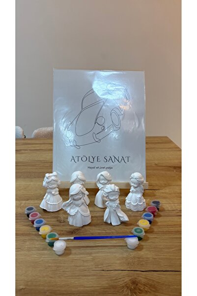 Premium Prensesler Alçı Boyama Seti – 6’lı Kız Çocuk Hobi Kiti