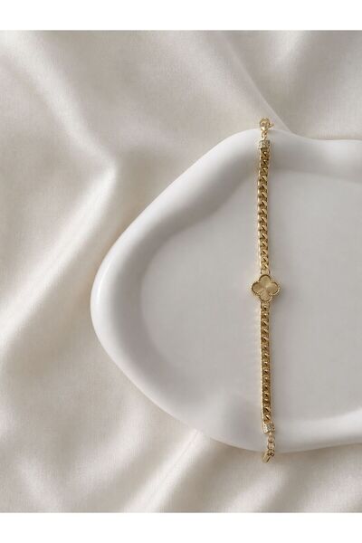 GONESSA Xuping Yonca Model Gold Paslanmaz Bileklik