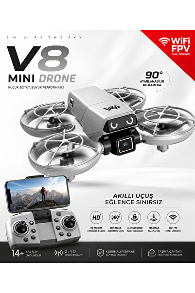 Aırstorr Drone V8 Mini Drone HD Kameralı WiFi FPV Telefon Ekranlı Akıllı Dron...