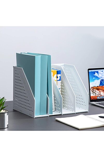 IBLUELOVER Foldable Magazine Rack 4 Compartments Adjustable Storage Box Desk ...