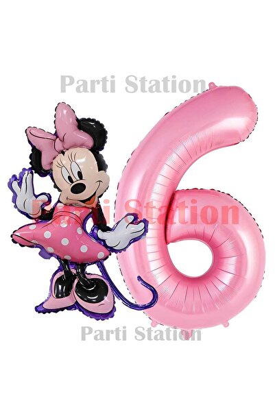 Baloncuu Minnie Mause Balon Konsept Balon Set Minnie ve Pembe Rakam Balon Doğ...