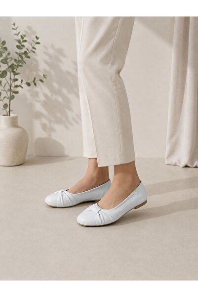 PİERRO SHOES حذاء باليه نسائي مريح للاستخدام اليومي مصنوع من الجلد الطبيعي مع...